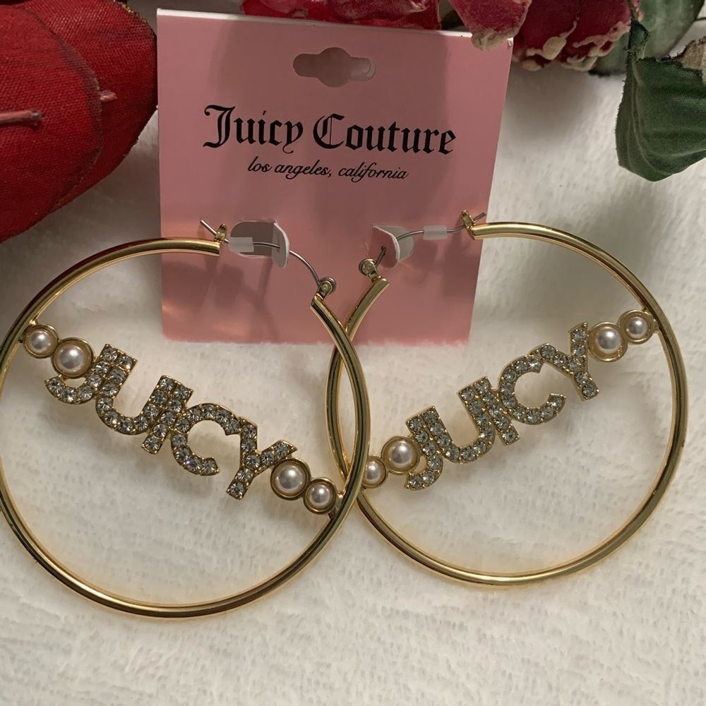 NEW JUICY COUTURE PEARL HOOPS